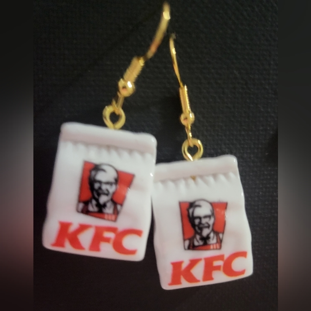 KFC MEAL BAGS EARINGS - Picture 1 of 1